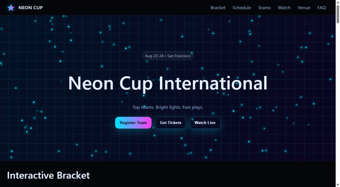 Esports Tournament Landing