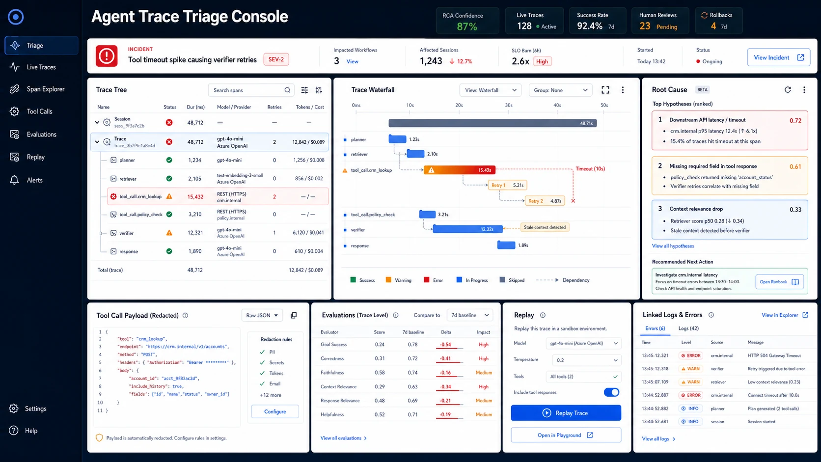 Agent Trace Triage Console: AIエージェント実行トレースの失敗原因を可視化