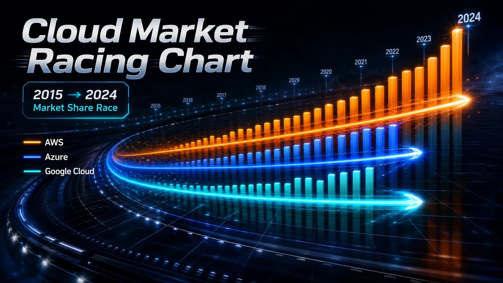 Cloud Market Racing Chart: クラウド市場シェアのレーシングチャート