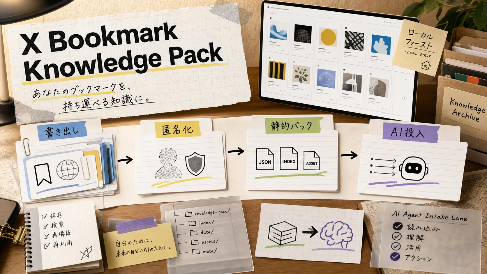 X Bookmark Knowledge Pack: ブックマークをローカル知識資産に変換